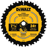 DeWALT DWA171424 Circular Saw Blade, 7-1/4 in Dia, 5/8 in Arbor, 24-Teeth, Applicable Materials: Wood, 1/PK